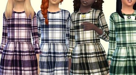 模拟人生4MOD Dress Plaid 连衣裙格纹