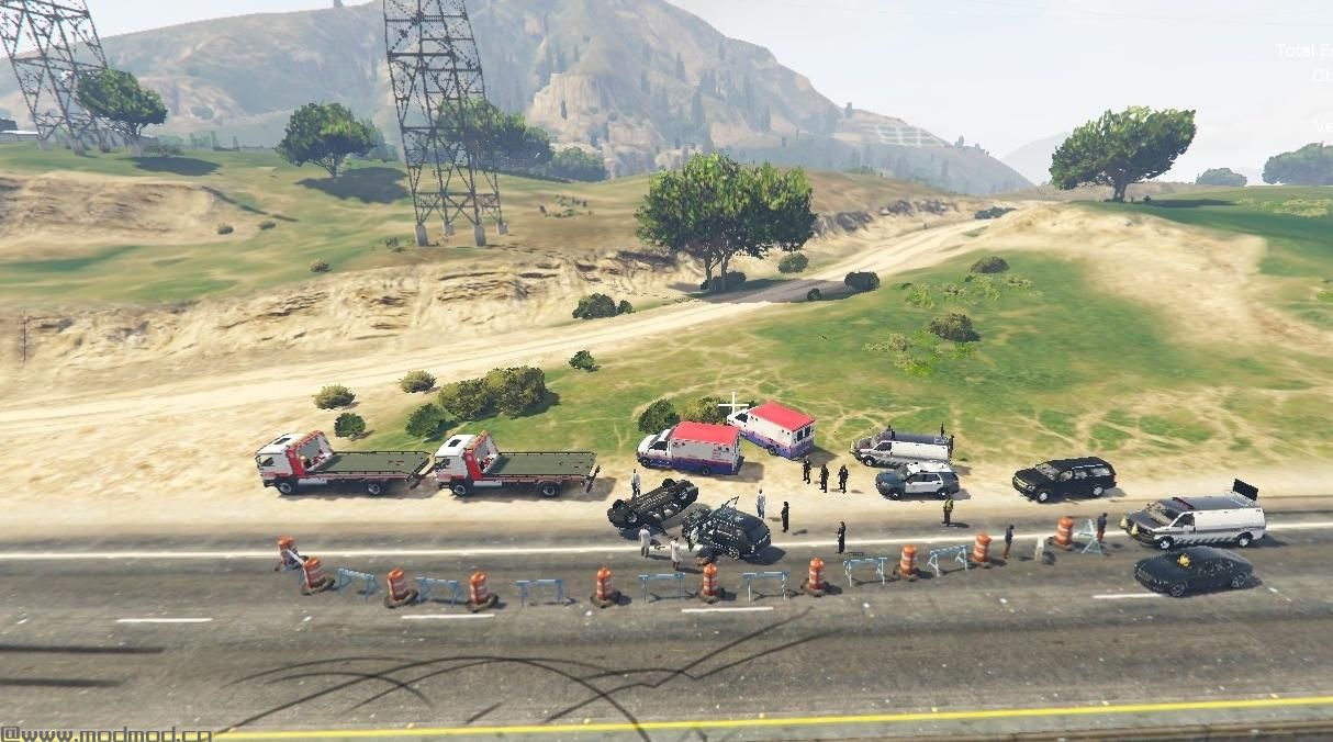 侠盗猎车手5「GTA5」Mod: car crash scene in highway