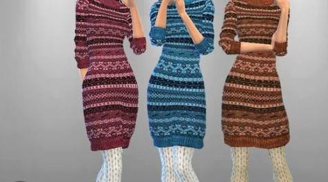 模拟人生4MOD Winter CollectZ. 12 毛线连衣裙