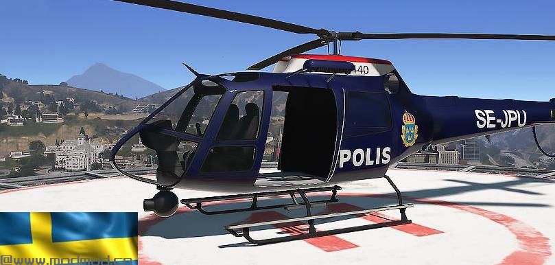 侠盗猎车手5「GTA5」Mod: Swedish Police Helicopter [2016] [NEW]