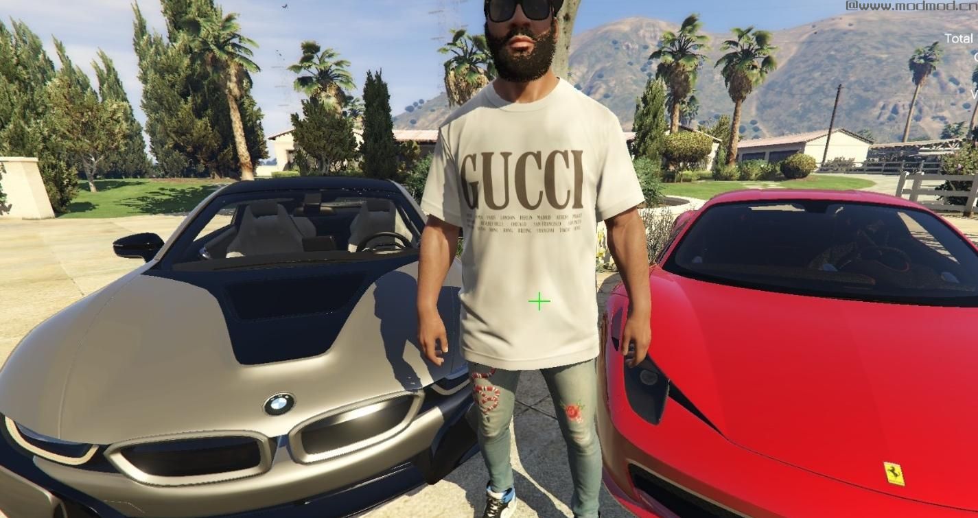 侠盗猎车手5「GTA5」Mod: Gucci Cities Cotton T-shirt