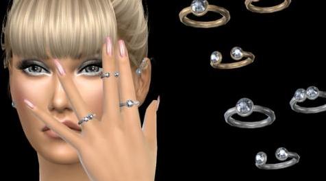 模拟人生4MOD NataliS_Triple ring set with crystals 水晶戒指