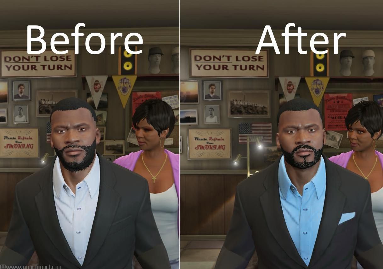 侠盗猎车手5「GTA5」Mod: Stubble beard for Franklin (to solve the problem)
