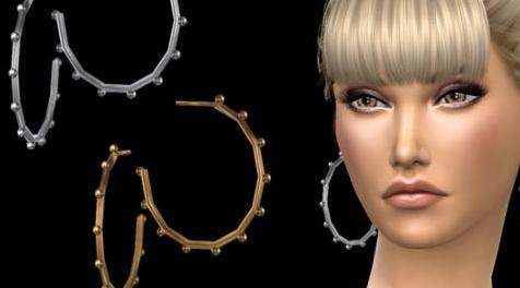 模拟人生4MOD NataliS_Multi balls hoop earrings 耳环