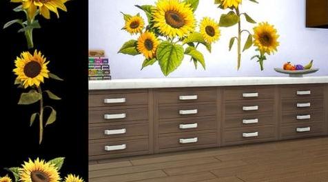 模拟人生4MOD MB-HappyWall_Sunflower_SET 向日葵装饰