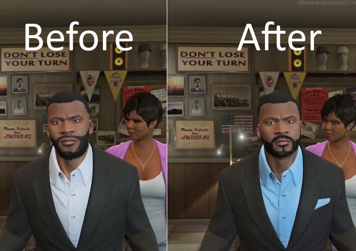 侠盗猎车手5「GTA5」Mod: Stubble beard for Franklin (to solve the problem)