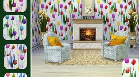 模拟人生4MOD TulipTime Walls_marcorse 花卉壁纸