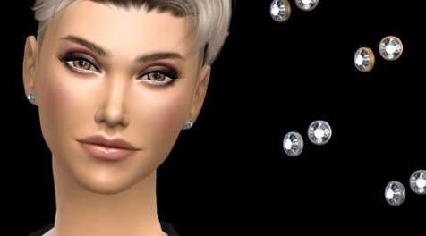 模拟人生4MOD NataliS_Round crystal stud earrings 耳钉