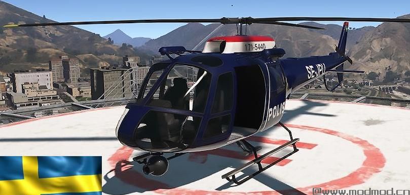 侠盗猎车手5「GTA5」Mod: Swedish Police Helicopter [2016] [NEW]