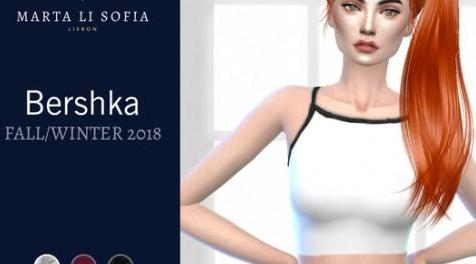 模拟人生4MOD Marta Li Bershka Plain Knit Cropped Halter Top 上衣