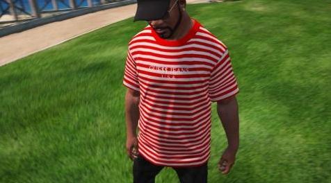 侠盗猎车手5「GTA5」Mod: Guess X Asap Rocky Red Stripes T Shirt