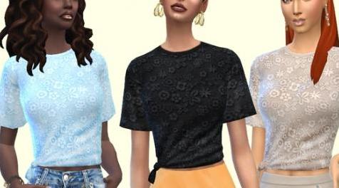 模拟人生4MOD T-Shirt Lace 花边 T恤