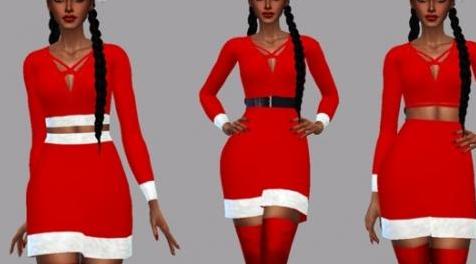 模拟人生4MOD Christmas dress Caroliny 圣诞服