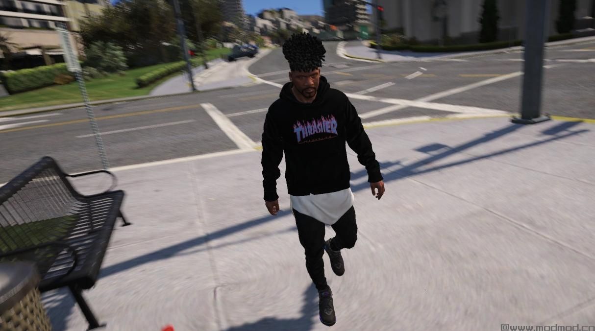 侠盗猎车手5「GTA5」Mod: Thrasher Blue Flame Hoodie