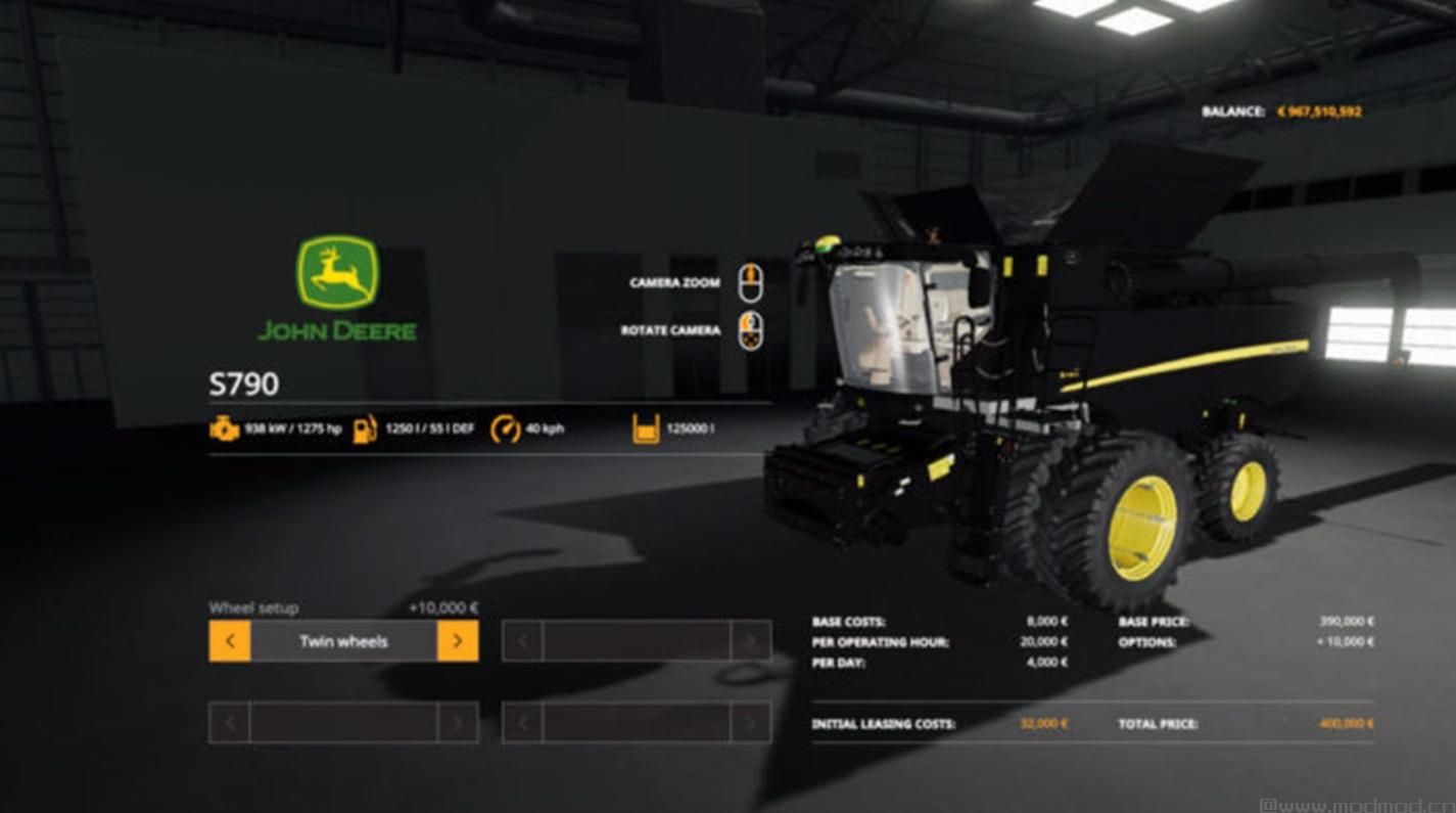 模拟农场19MOD JOHN DEERE S790 BLACK联合收割机 V 1.0