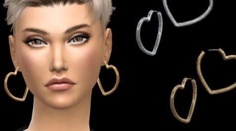 模拟人生4MOD NataliS_Heart shape hoop earrings 耳环