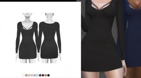 模拟人生4MOD Double Strap Long Sleeve Dress 双肩长袖连衣裙