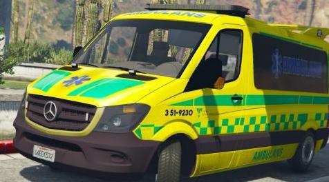侠盗猎车手5「GTA5」Mod: Mercedes Sprinter - Swedish Ambulance [Livery]