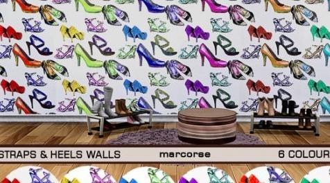 模拟人生4MOD Straps & Heels Walls_marcorse 高跟鞋墙纸