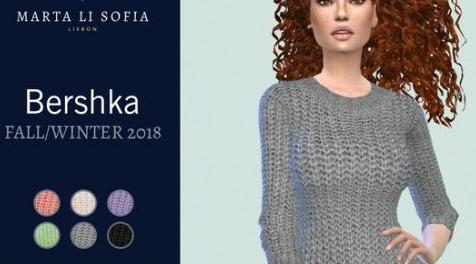 模拟人生4MOD Marta Li Bershka round neck knit sweater 圆领针织毛衣