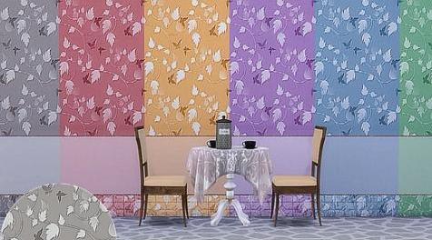 模拟人生4MOD Gentle Leaves Walls_marcorse 叶子墙纸