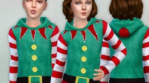 模拟人生4MOD Christmas Hoodie for Children 儿童圣诞连帽衫