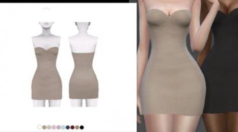 模拟人生4MOD Wrapped Strapless Mini Dress 连衣裙
