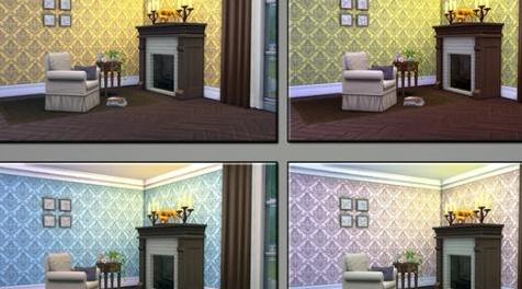 模拟人生4MOD MB-OpulentWallwear_RedoneDamast 墙纸