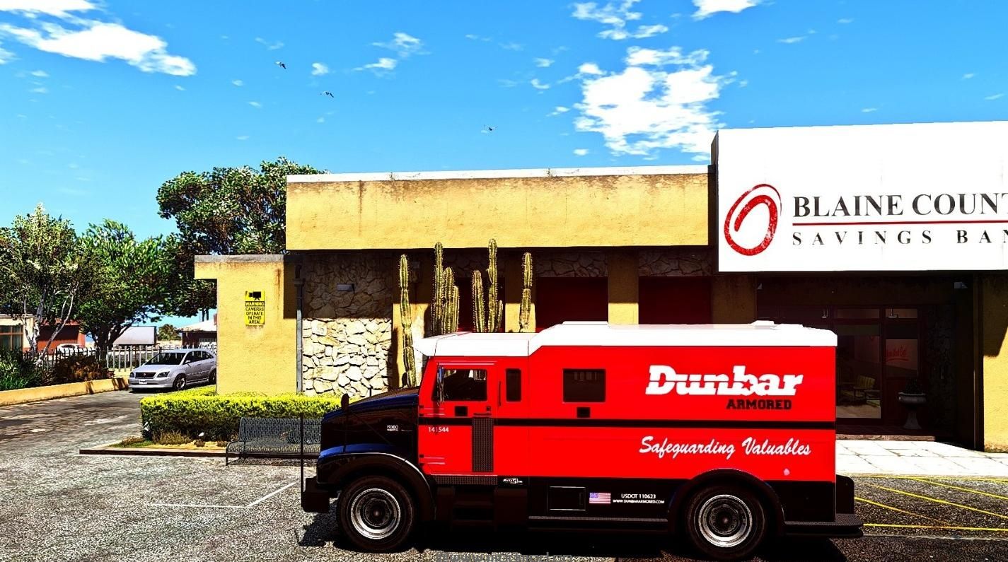 侠盗猎车手5「GTA5」Mod: Dunbar Armoured Truck Livery + Security Ped