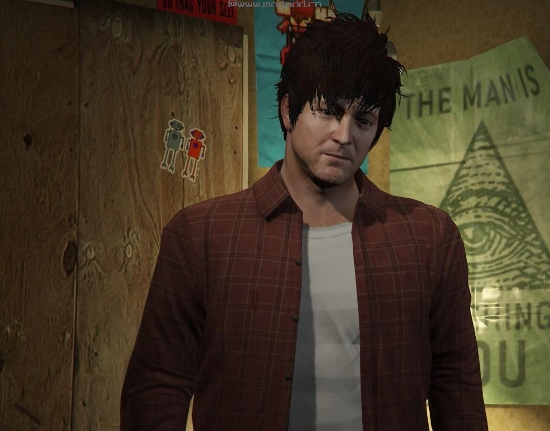 侠盗猎车手5「GTA5」Mod: Ron&rsquo;s Open Flannel For Michael 1.1