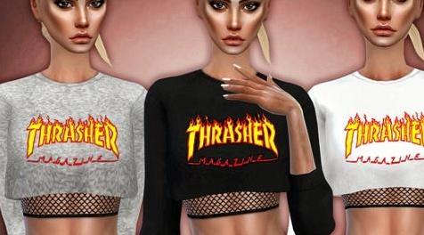 模拟人生4MOD Skater Crop Sweater 毛衣