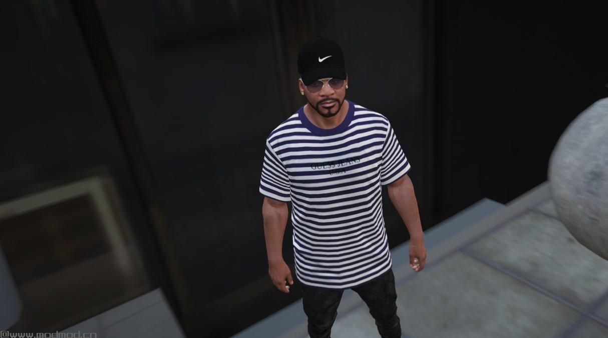 侠盗猎车手5「GTA5」Mod: Guess X Asap Rocky Stripes T Shirt