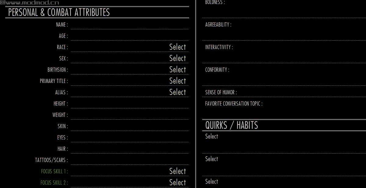 上古卷轴5：重置版MOD 角色扮演者的天际角色开发者