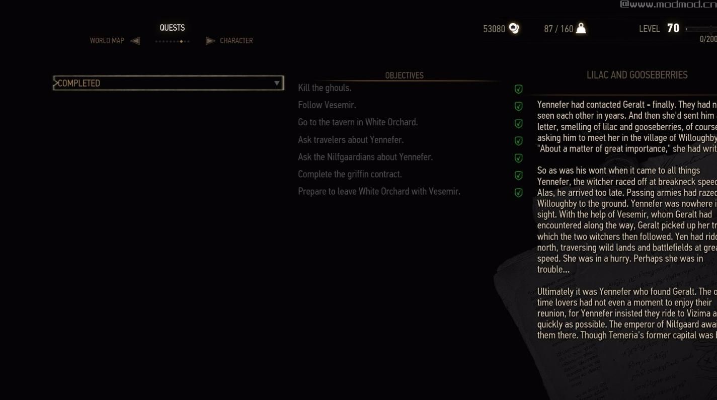 巫师3：狂猎MOD 70级99%完成度的存档