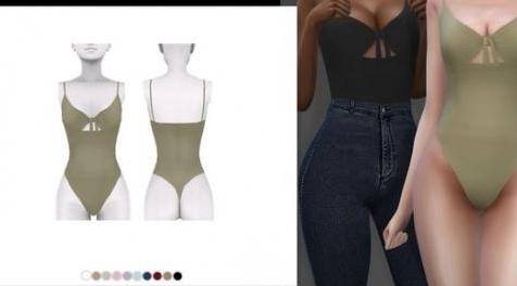 模拟人生4MOD Strappy Tied Up Front Bodysuit 紧身衣裤