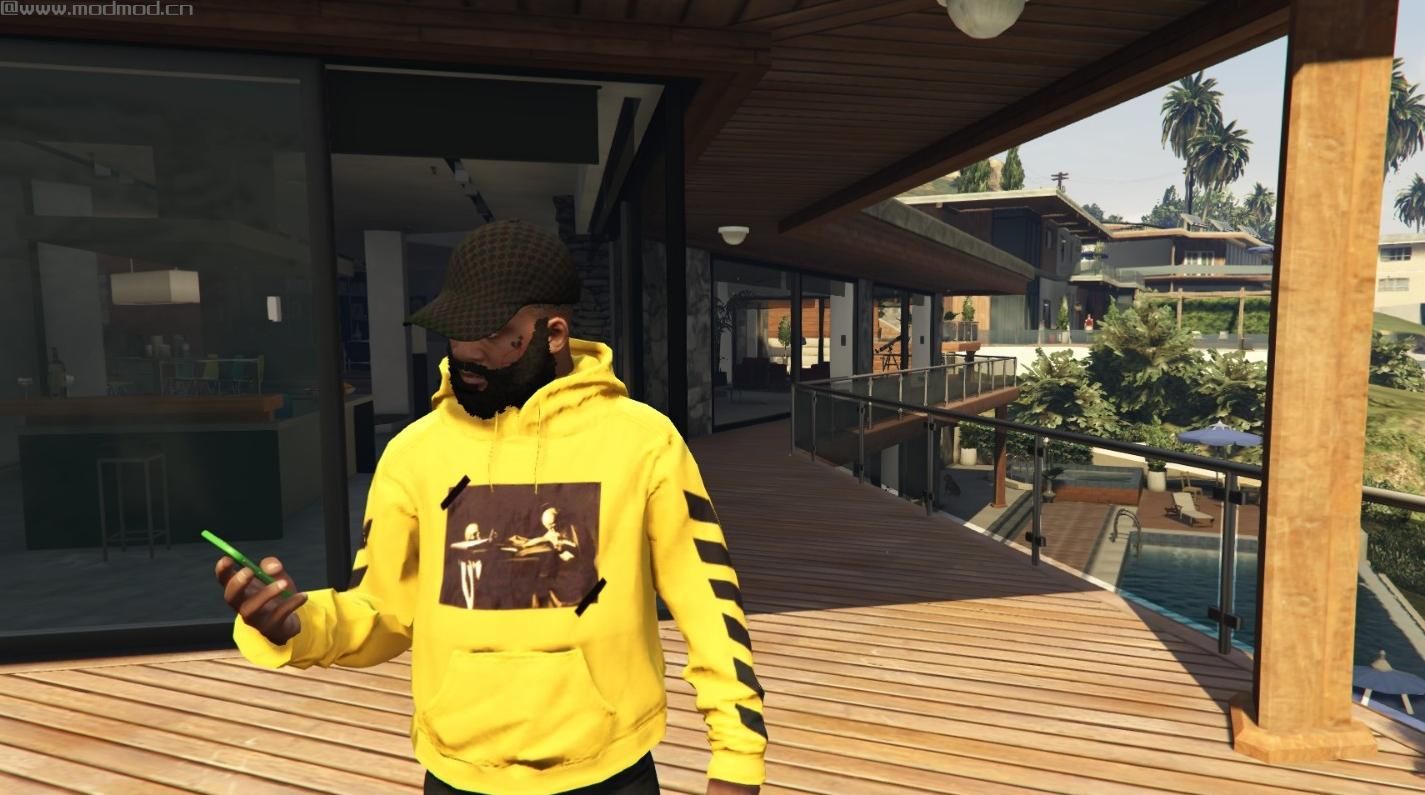 侠盗猎车手5「GTA5」Mod: OFF-WHITE Caravaggio Yellow Hoodie