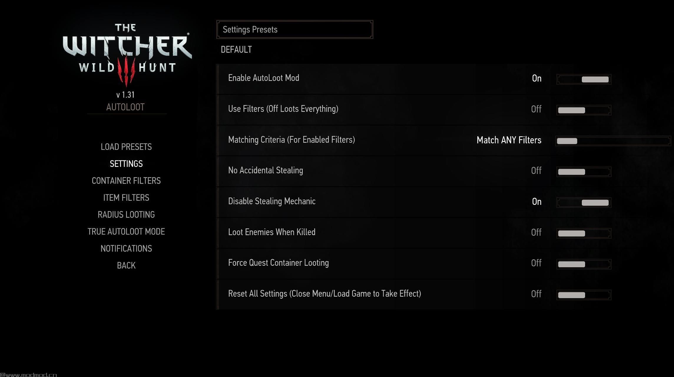 巫师3：狂猎MOD AutoLoot可配置一体化(1.30 - -1.31)