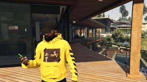 侠盗猎车手5「GTA5」Mod: OFF-WHITE Caravaggio Yellow Hoodie
