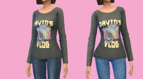 模拟人生4MOD David&rsquo;s Vlog Merch T恤