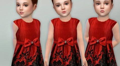 模拟人生4MOD Red Bow Toddler Dress 童装