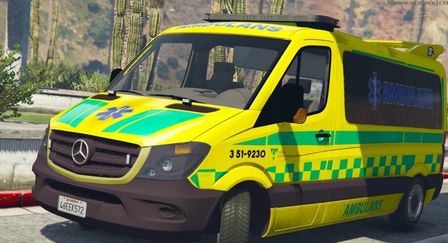 侠盗猎车手5「GTA5」Mod: Mercedes Sprinter - Swedish Ambulance [Livery]