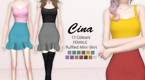 模拟人生4MOD CINA - Ruffled Mini-Skirt 迷你裙