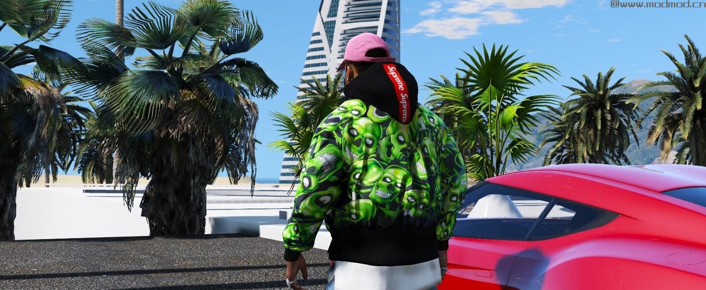 侠盗猎车手5「GTA5」Mod: supreme sk8-hi skull pile bomber jacket