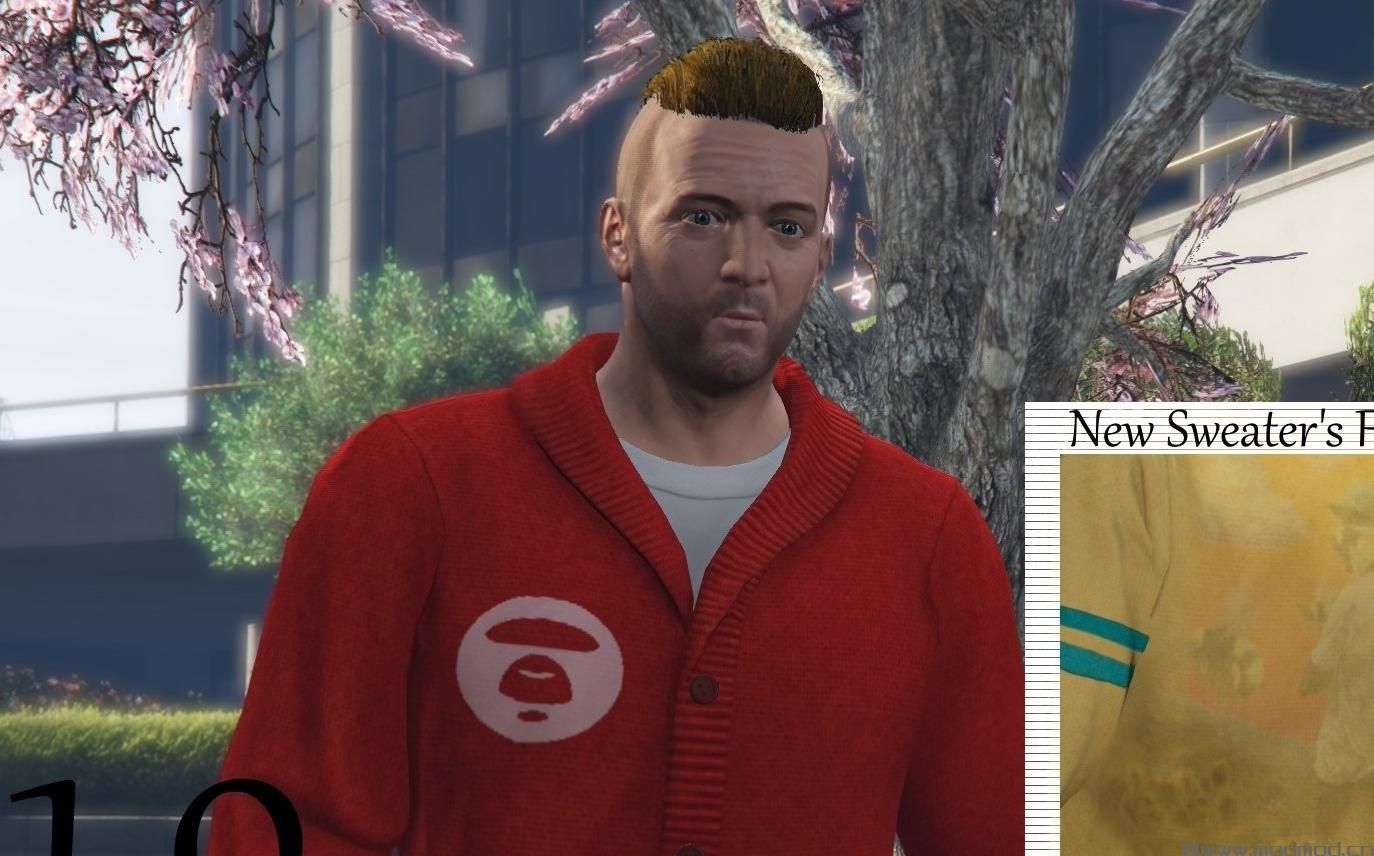 侠盗猎车手5「GTA5」Mod: Tyler The Creator Flower Boy毛衣和Bape毛衣适合迈克尔和富兰克林