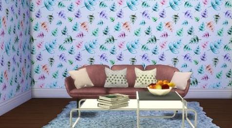 模拟人生4MOD Pastel Leaves Walls_marcorse 墙纸