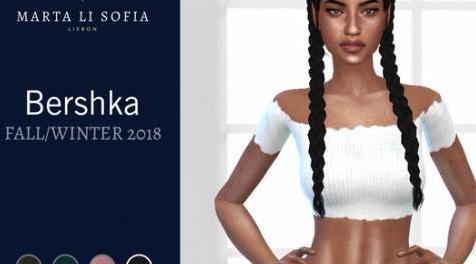 模拟人生4MOD Marta Li Bershka Knit off-shoulder frill top 针织露肩褶边上衣