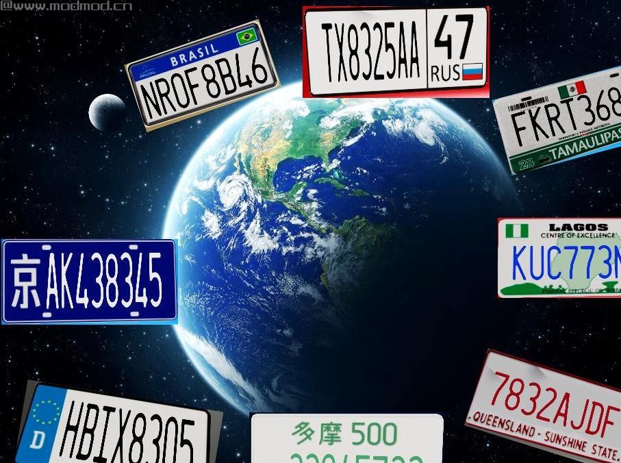 侠盗猎车手5「GTA5」Mod: International License Plates [104 Add-On Plates]