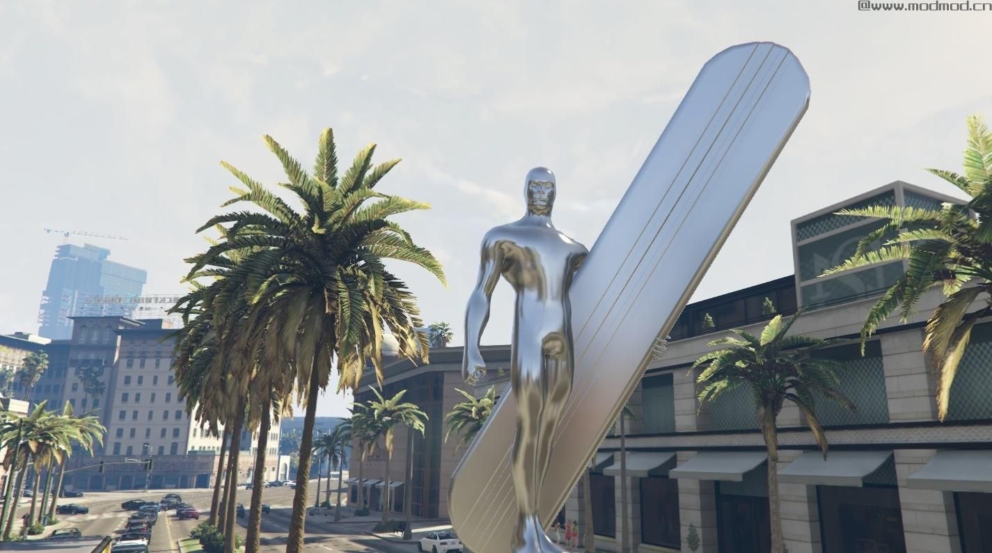 侠盗猎车手5「GTA5」Mod: SILVER SURFER雕像（替换）