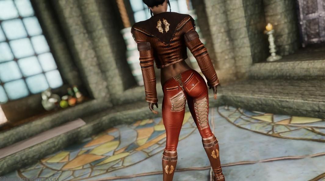 上古卷轴5：重置版MOD Ov Leather Armor - CBBE BodySlide (Physics)