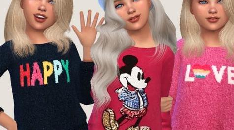 模拟人生4MOD Winter Sweaters For Girls 01 童装